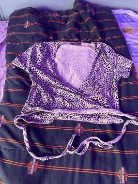 Brandy Melville Brown and Black Leopard Wrap Crop Top